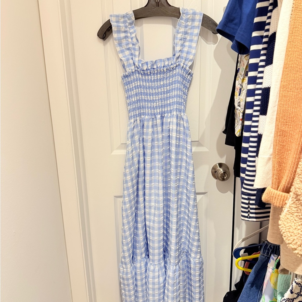 Blue Gingham Maxi ellie nap Dress